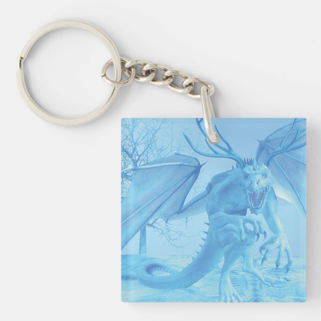 Eisdrache mit Geweih Schlüsselanhänger (Vorderseite)