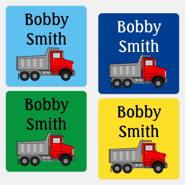 Eisen auf Boys Kleidungsmarken NAME DUMP TRUCK Etiketten (Grün)