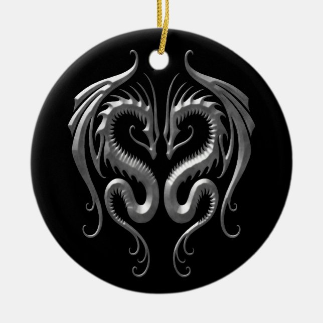 Eisen-Drachen Keramik Ornament (Vorne)