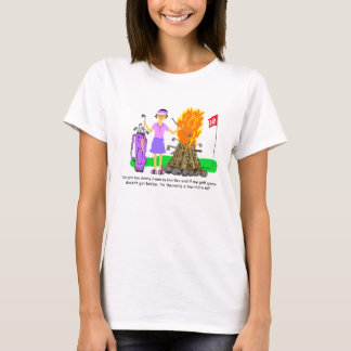 Eisen im Feuer-Golf-Cartoon-Damen-T-Shirt T-Shirt