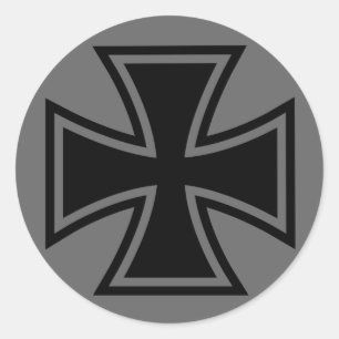 Eisen Kreuz schwarz grau Runder Aufkleber