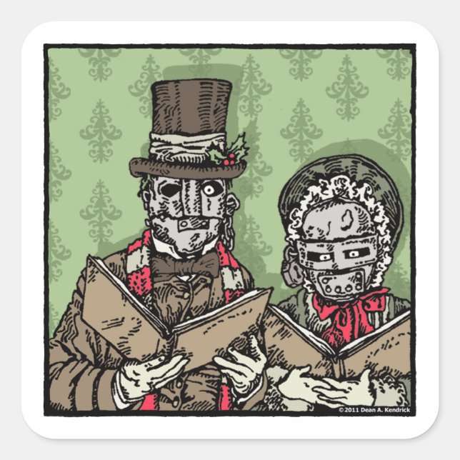 Eisen-Maske-Karolers - Pop Goth Holiday Quadratischer Aufkleber (Vorderseite)