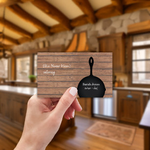 Eisen Skillet Holzofen Koch Restaurant Visitenkarte