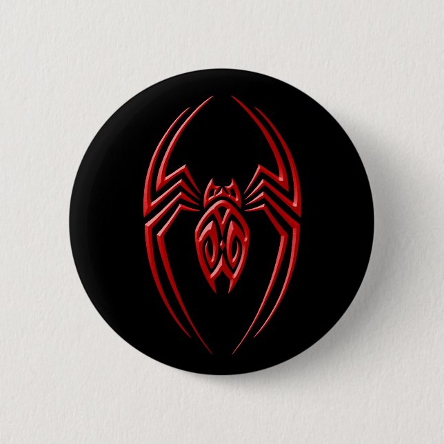 Eisen-Spinne - Rot und Schwarzes Button (Vorderseite)