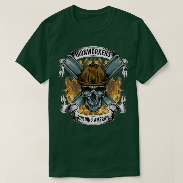 Eisenarbeiter-Gebäude Amerika T-Shirt (Design vorne)