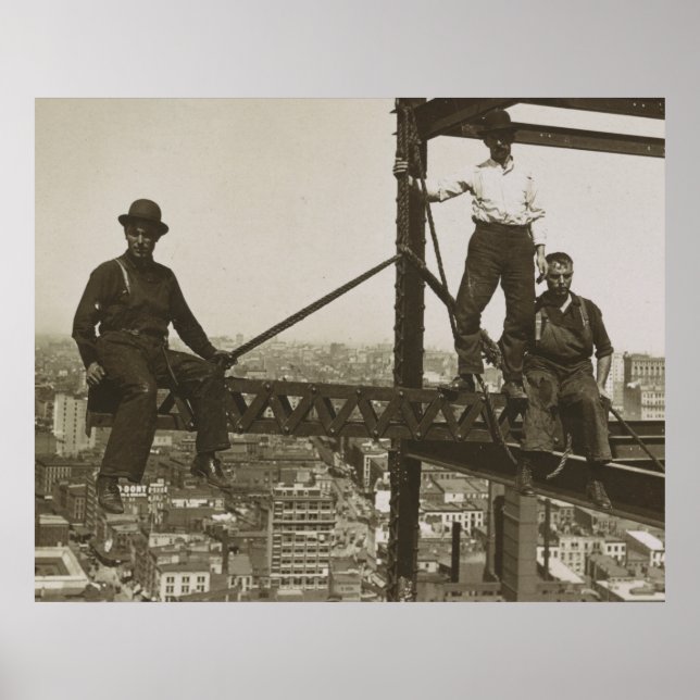 Eisenarbeiter Vintag NYC Gebäude Wolkenkratzer Poster (Vorne)