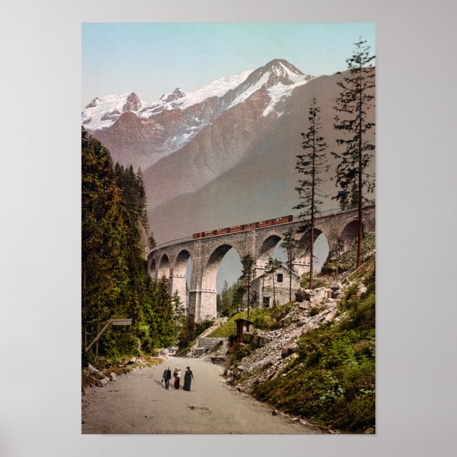 Eisenbahn Fayet-Chamonix - Fotochrom 1900 Poster (Vorne)