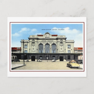 Eisenbahn im Retro-Stil, Denver Union Station, Tax Postkarte