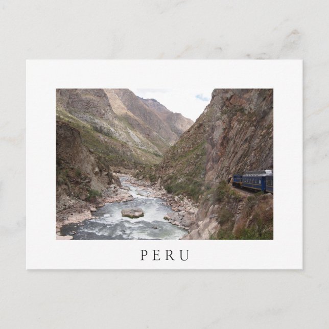Eisenbahn Inca nach Machu Picchu, weiße Postkarte (Vorderseite)