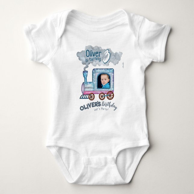 Eisenbahn Lover Geburtstag Baby Strampler (Vorderseite)