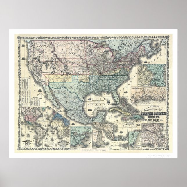 Eisenbahn & Military Karte USA 1862 Poster (Vorne)