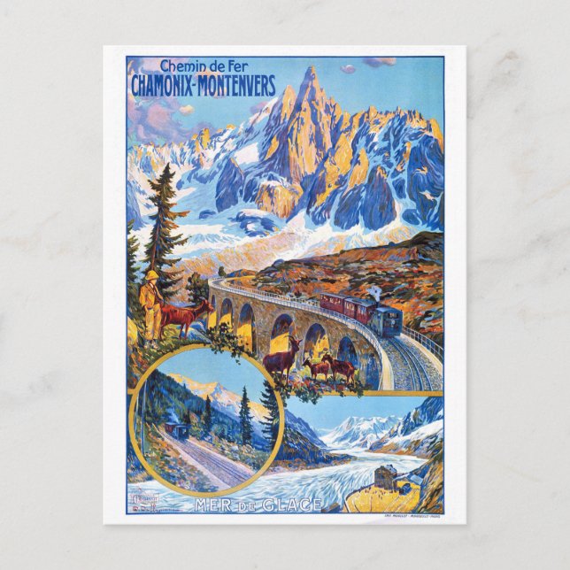Eisenbahn Montevers, Frankreich, Zug über die Brüc Postkarte (Vorderseite)