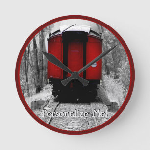 Eisenbahn Schwarzes und Rotes Erbe Runde Wanduhr