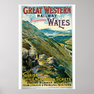 Eisenbahn Wales Vintage Reiseposter Poster