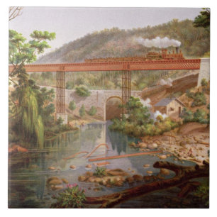 Eisenbahnbrücke bei Atoyac, 'vom Album des Mexic Fliese