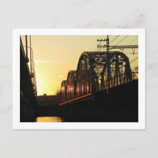 Eisenbahnbrücke bei Sonnenuntergang: Horikiri, Tok Postkarte