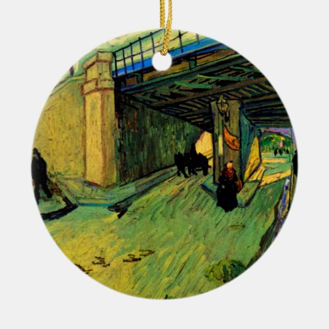 Eisenbahnbrücke über Montmajour durch Vincent van  Keramikornament (Vorne)