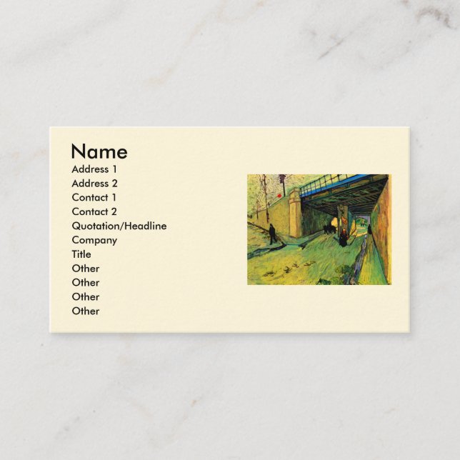 Eisenbahnbrücke über Montmajour durch Vincent van  Visitenkarte (Vorderseite)