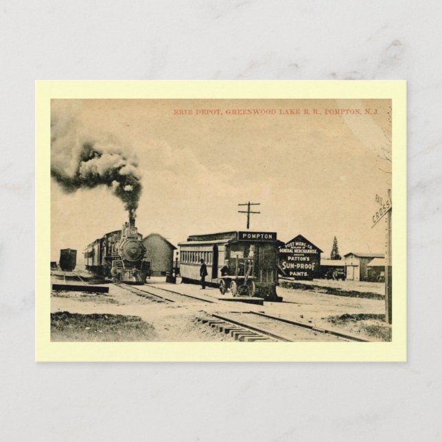 Eisenbahndepot, Pompton, New Jersey Vintag Postkarte (Vorderseite)