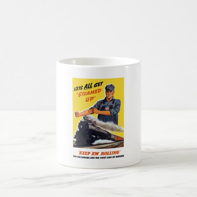 Eisenbahnen sind die erste Verteidigungslinie -- Kaffeetasse (Mittel)