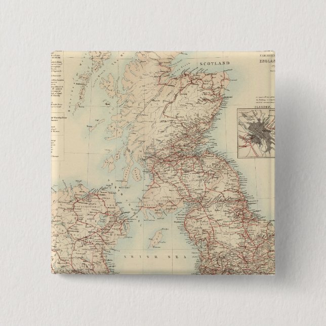 Eisenbahnkarte der Britischen Inseln Button (Vorderseite)