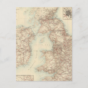 Eisenbahnkarte der Britischen Inseln Postkarte