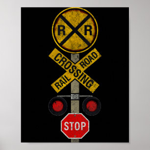 Eisenbahnkreuzung Lokomotive Modell Zug Liebhaber Poster