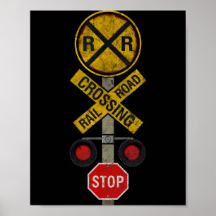 Eisenbahnkreuzung Lokomotive Modell Zug Liebhaber Poster