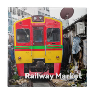 Eisenbahnmarkt Mae Klong Vintag Thailand Retro Fliese