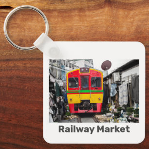 Eisenbahnmarkt Mae Klong Vintag Thailand Retro Schlüsselanhänger