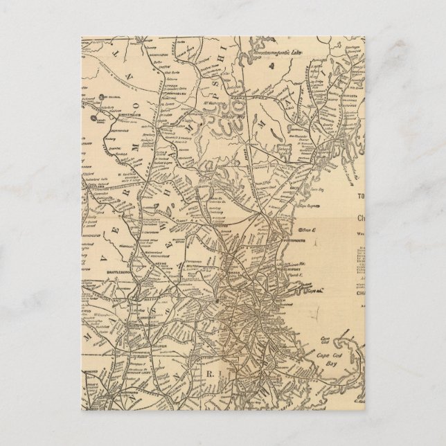 Eisenbahnplan Neuengland Staaten Postkarte (Vorderseite)