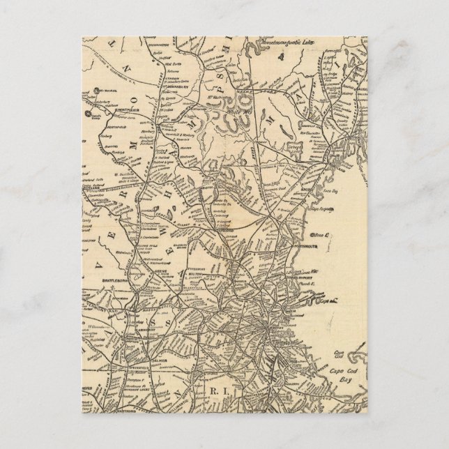 Eisenbahnplan Neuengland Staaten Postkarte (Vorderseite)