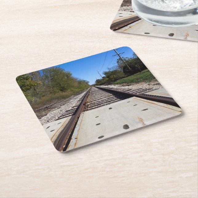 Eisenbahntracks Fotografie Rechteckiger Pappuntersetzer (angewinkelt)