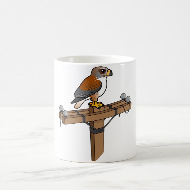 Eisenhaltiger Falke auf Powerpfosten Kaffeetasse (Mittel)
