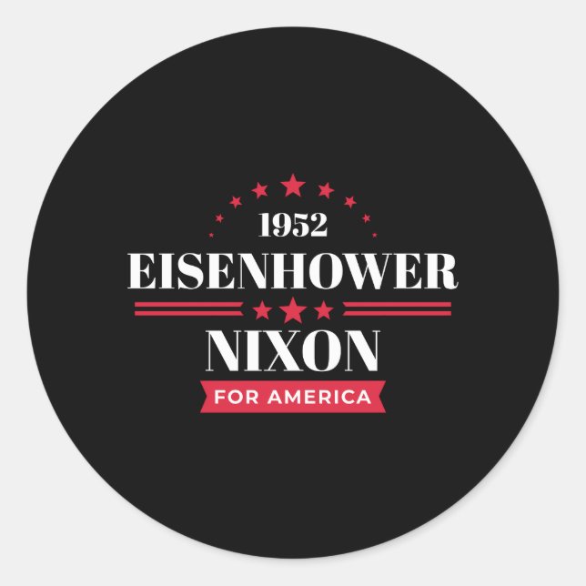 Eisenhower Nixon Ike Kampagne 1952 Runder Aufkleber (Vorderseite)