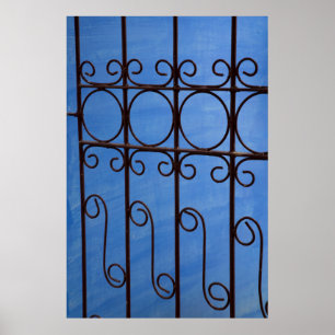 Eisentor-Muster in Blau, Kuba Poster