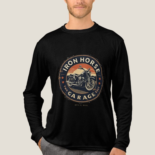 Eiserne Pferdegarage Tri-Blend Shirt (Vorderseite)