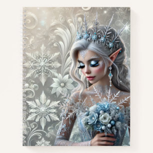 Eisfee-Braut – Winter-Fantasie-Porträt mit Frost Notizbuch