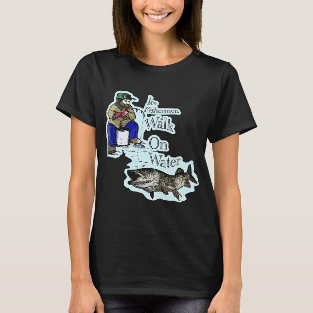 Eisfischen Hecht T-Shirt (Vorderseite)