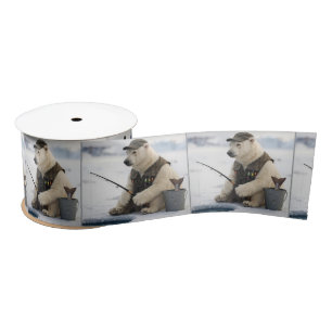 Eisfischen mit Eisbär Satinband