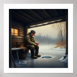 Eisfischerei im Winter Poster