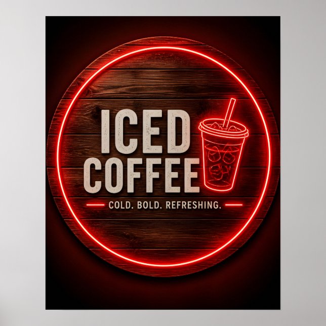 Eisgekühltes Kaffee Neon Schild (Vorne)