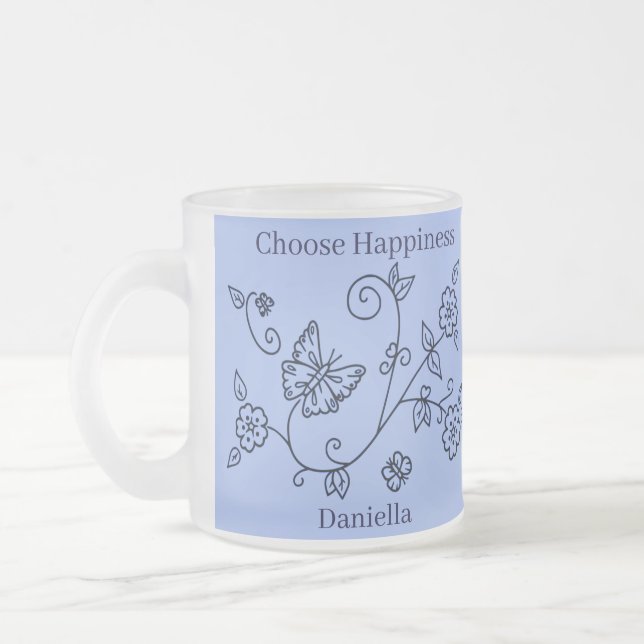 Eisglas Blaue Schmetterling Tasse (Links)