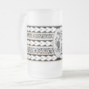 Eisglas-Tasse. Tribal Ethnic/Orange Mattglas Bierglas