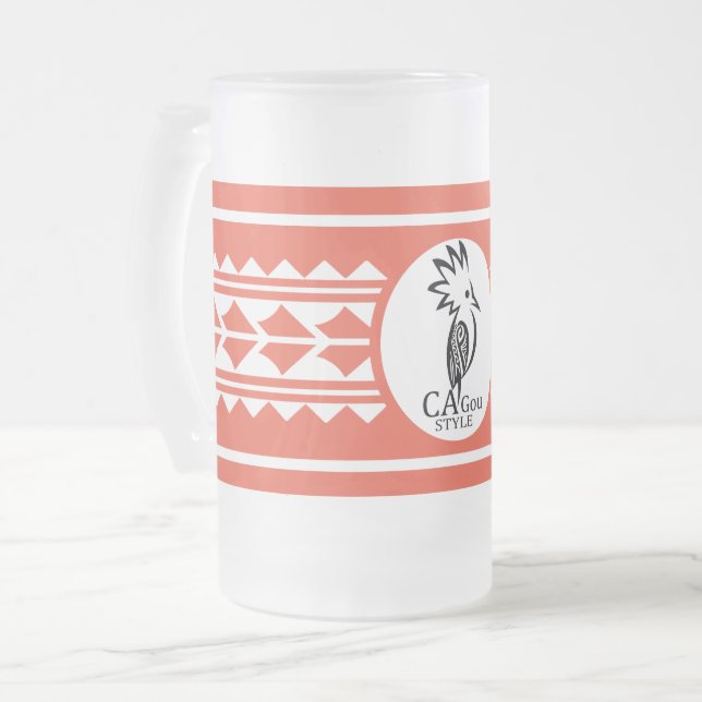 Eisglasbecher: Stammesmuster Mattglas Bierglas (Vorderseite Links)
