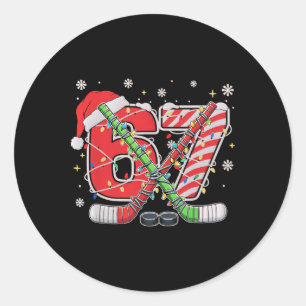 Eishockey 67 Weihnachten Lustig Sechs Sieben Meme Runder Aufkleber