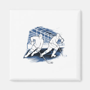 Eishockey-Action-Silhouetten-Grafik Magnet