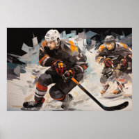 Eishockey Action Sport Malerei Abstrakt Art Deco