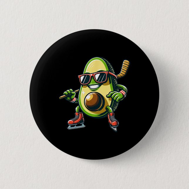 Eishockey Avocado Skating Fun Shades  Button (Vorderseite)