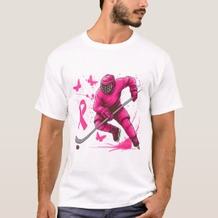 Eishockey-Brustkrebs-Bewusstsein Spieler Pink Spl T-Shirt
